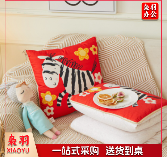 办公室沙发两用空调被床头装饰靠垫抱枕被子二合一卡通印花抱枕被Z01磨毛布抱枕被图案随机抱枕40*40cm打开105*150cm