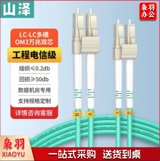 山泽(SAMZHE) 电信级万兆光纤跳线LC-LC多模双芯OM3-300 低烟无卤入户光纤线 收发器尾纤 3米G3-LCLC03