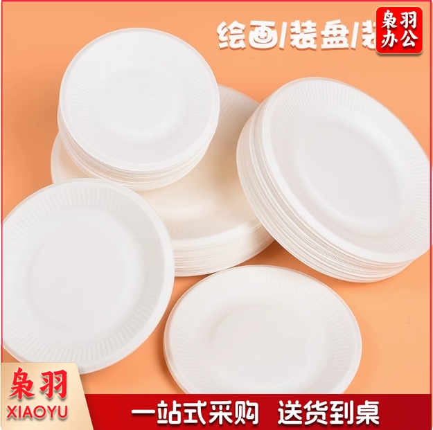 一次性餐盘纸盘画画手工diy制作材料幼儿园儿童绘画纸碟蛋糕盘子 7寸 200个装