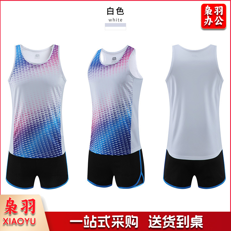 田径训练服套装男印制比赛队服短跑背心女运动服马拉松跑步服批发