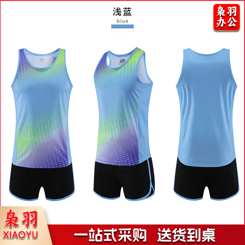田径训练服套装男印制比赛队服短跑背心女运动服马拉松跑步服批发