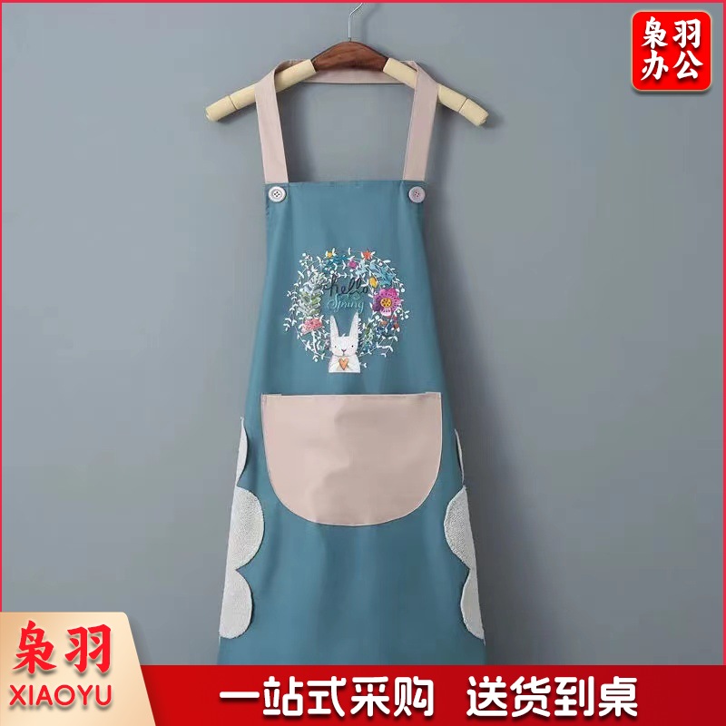 PVC防水围裙定制印字小批量女家居可爱厨房家用围腰印logo可擦手