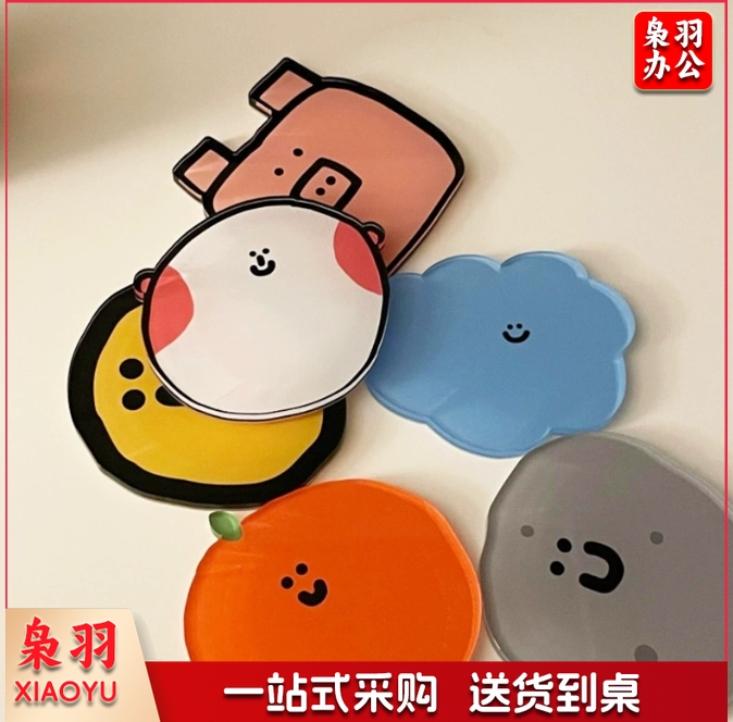 可爱风隔热耐高温杯垫可爱卡通亚克力杯垫加印logo（9*9*0.3CM）