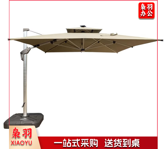 大型遮阳伞 四角罗马伞侧立带LED灯 门卫站岗执勤遮阳伞3.5*3.5米(多种颜色印刷定制详询客服)