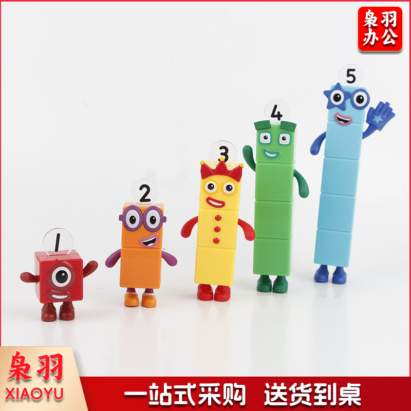 跨境科教热销 方块数字积木公仔模型5款手办玩具微景观查模型摆件