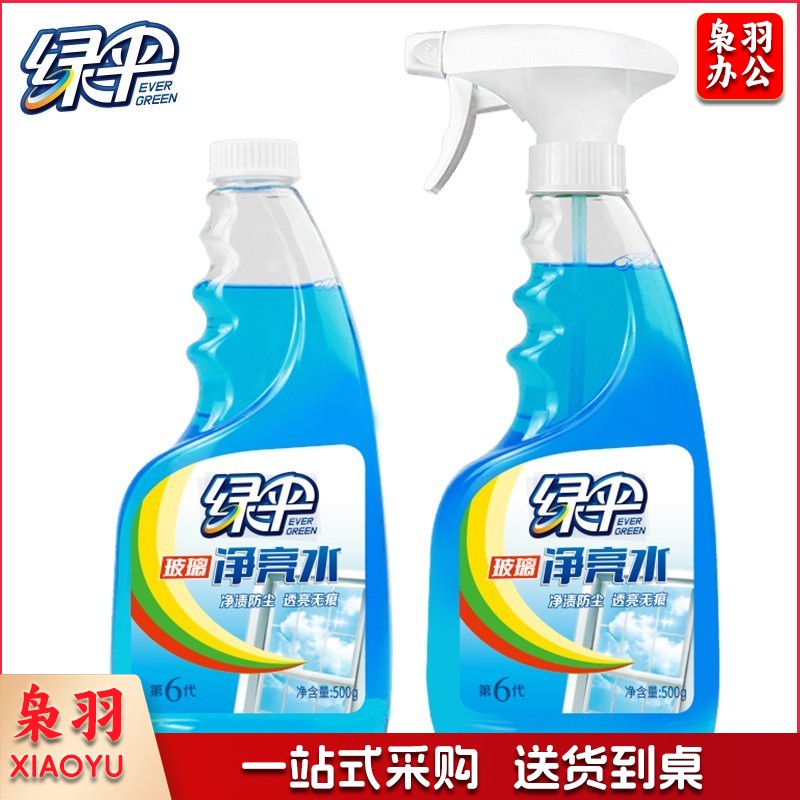 绿伞 玻璃清洁剂500g*4瓶 浴室玻璃清洗剂 玻璃水家用不留水痕去污防尘车窗
