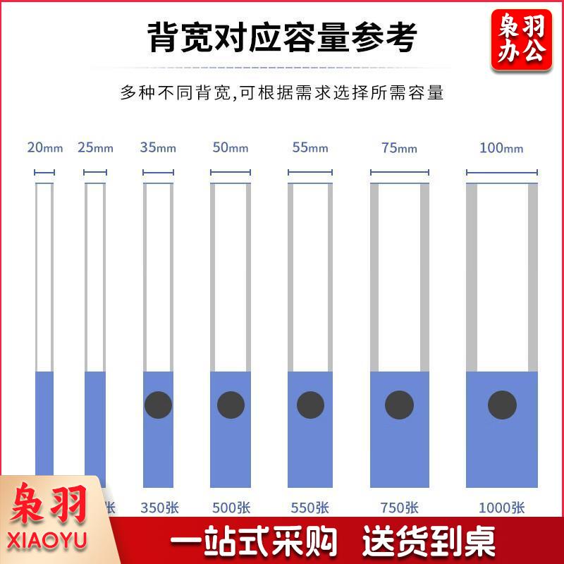 得力（deli)档案盒文件夹文件盒粘扣加厚塑料资料盒收纳袋资料册办公用收纳 基础款75mm 蓝色