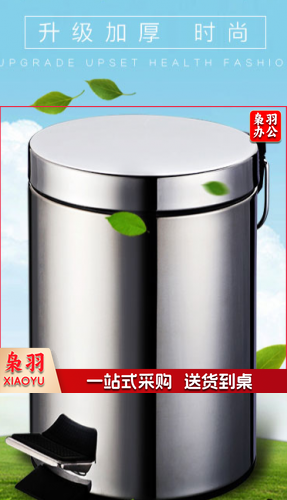 垃圾桶家用 不锈钢脚踏翻盖卫生桶分类垃圾桶 8L