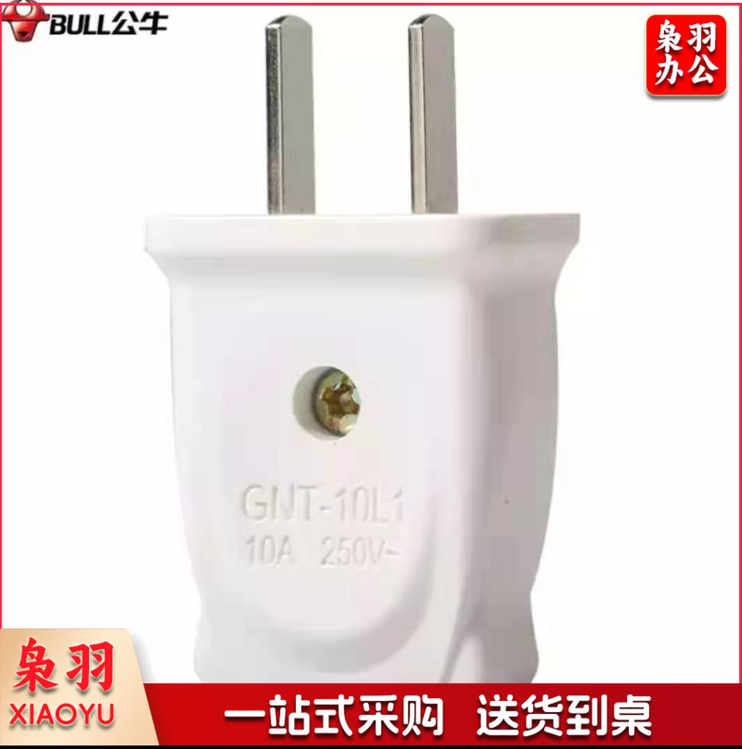 公牛(BULL)开关插座面板插头二脚插头 10a插头 2脚电源插头插座无线自行接线 GNT-10L1 二脚10A插头
