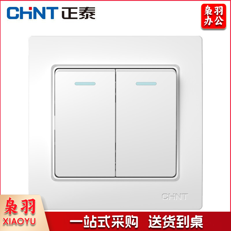 正泰(CHNT) 开关插座面板 86型暗装墙壁 双开单控