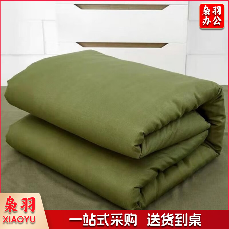 1.5*2M棉被褥套装子单人工地宿舍军绿棉花褥子冬被加厚 3斤150x200带军绿被套