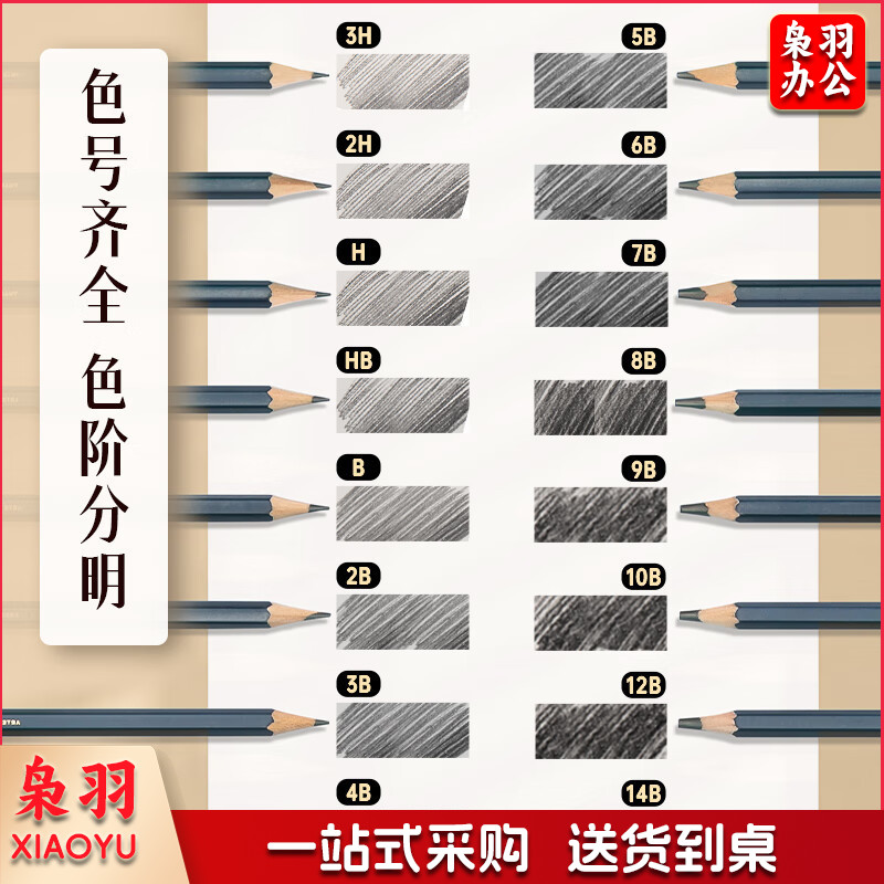 得力(deli)高级美术绘图2B铅笔 学生素描速写铅笔 12支/盒 生日礼物/六一儿童节礼物S999-2B