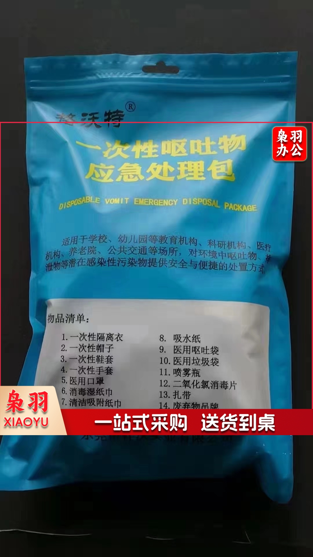 格沃特 一次性呕吐包污染物处理包 呕吐物应急处置袋 14件套/包