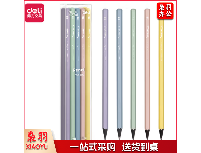 得力（deli）NS724纽赛2B彩色铅笔 六角杆 10支/盒装