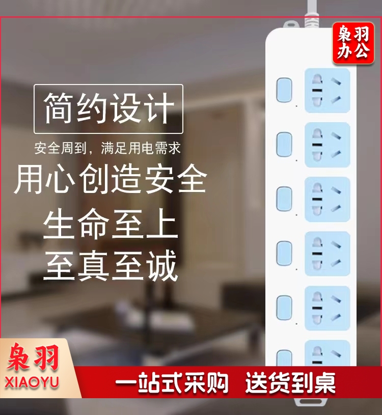 公牛(BULL)新国标插座/插线板/插排/排插/接线板/拖线板 6位独立开关总控全长2米   GN-317