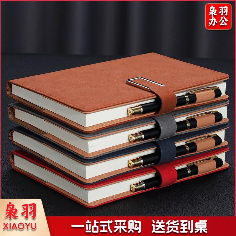 朗捷（longe） 商务笔记本本子加厚记事本羊巴皮面笔记本子文具搭扣日记本办公会议记录本定制logo a5棕色（单本）