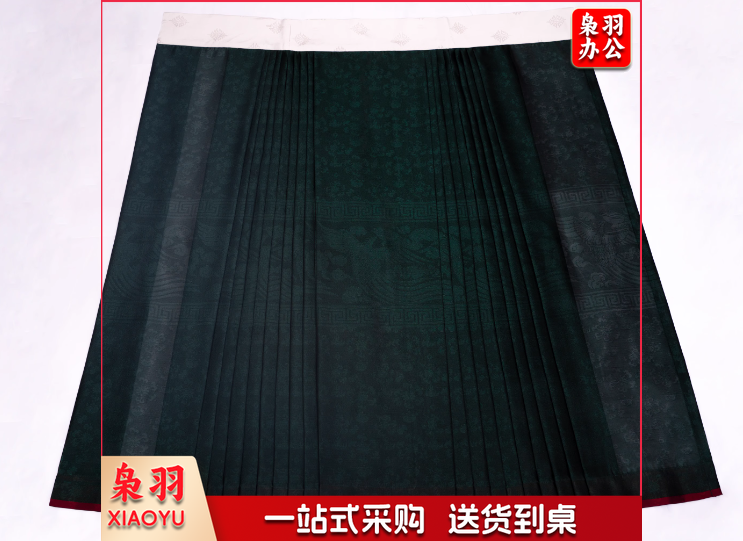 插队绿 仿孔府墨绿凤纹暗花纱马面裙汉服 新版墨绿色面料1定