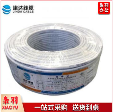 津达 电缆 RVV2*2.5平方 2芯铜芯软电线护套线 百米 白色 2.5平方