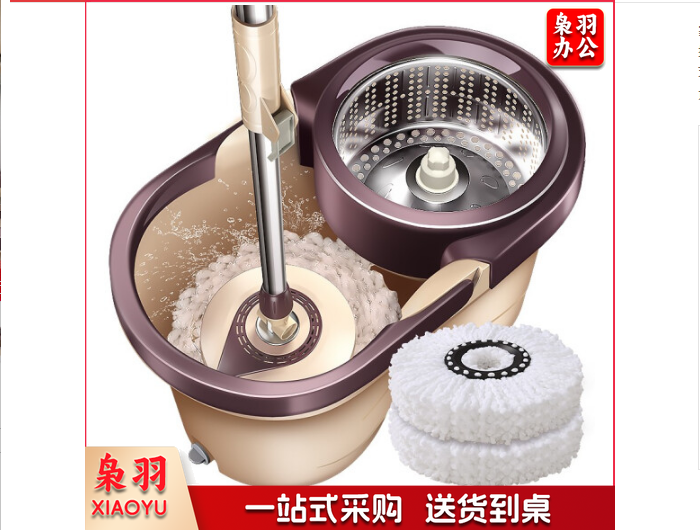 旋转拖把桶免手洗拖布桶懒人墩布好神拖手压式自甩水地拖墩布2个头