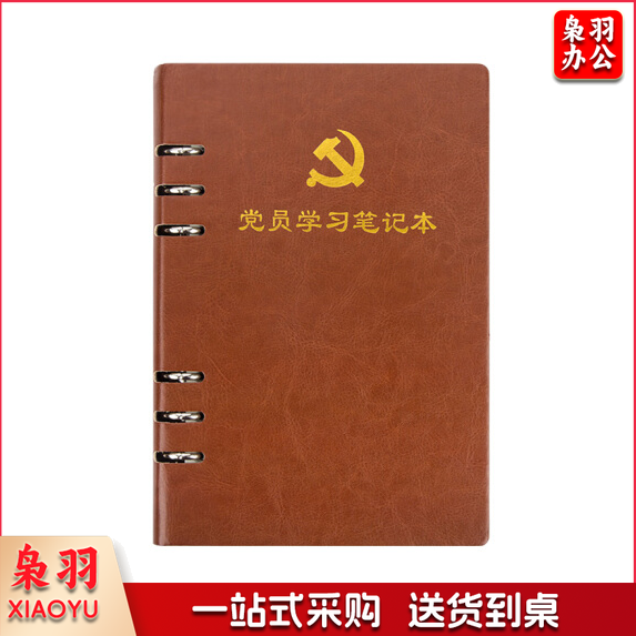 活页式党员学习笔记本A5 党员会议记录本党员本(棕色)