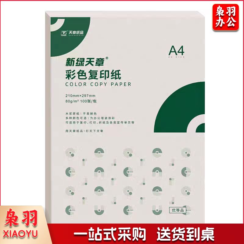 天章 粉纸 多功能彩色纸彩纸 80gA4 100张/包
