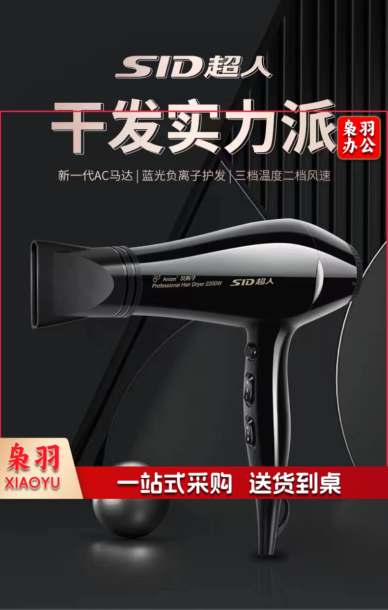 超人电吹风机 大功率蓝光负离子护发 家用旅行发廊吹风机RD2281