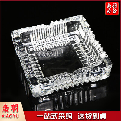 玻璃烟灰缸创意个性大号家用客厅办公室烟缸摆件 方形大号边长15cm