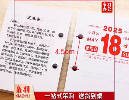 台历2025年台历芯日历办公通用台历芯孔距4.5cm 一天一页64k 封面 S随机