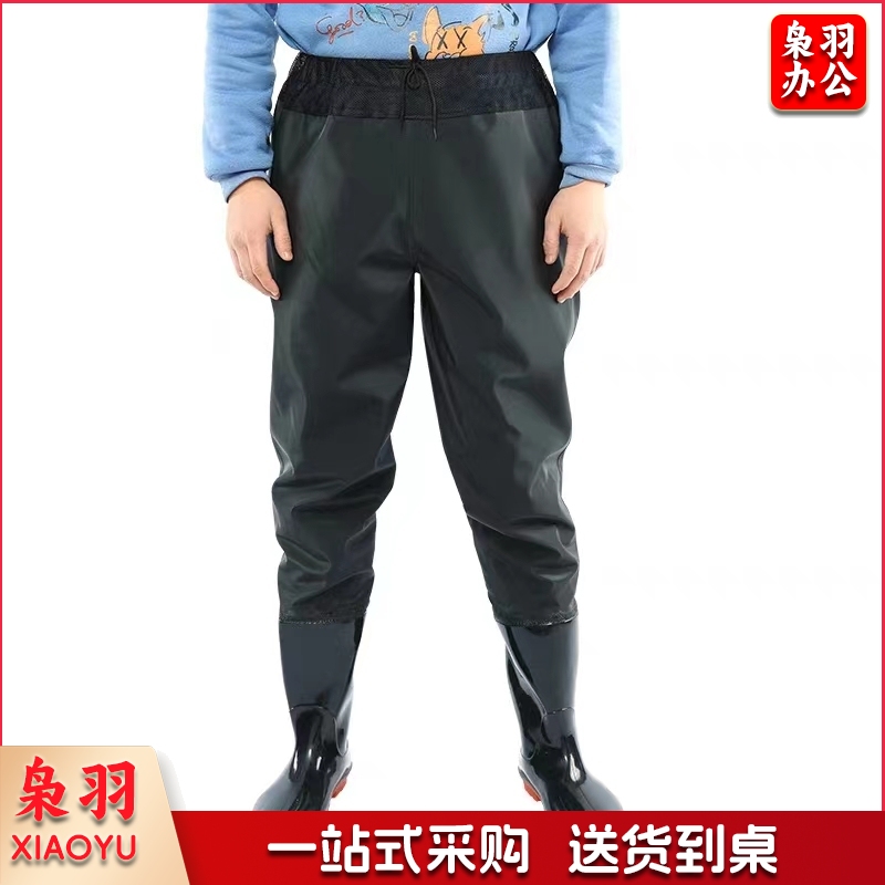 齐腰下水裤耐磨防水半身抓鱼皮皮叉涉水雨裤连体雨鞋裤