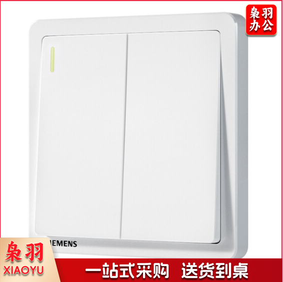 西门子(SIEMENS)开关插座 二开单控带荧光开关面板致典 雅白色