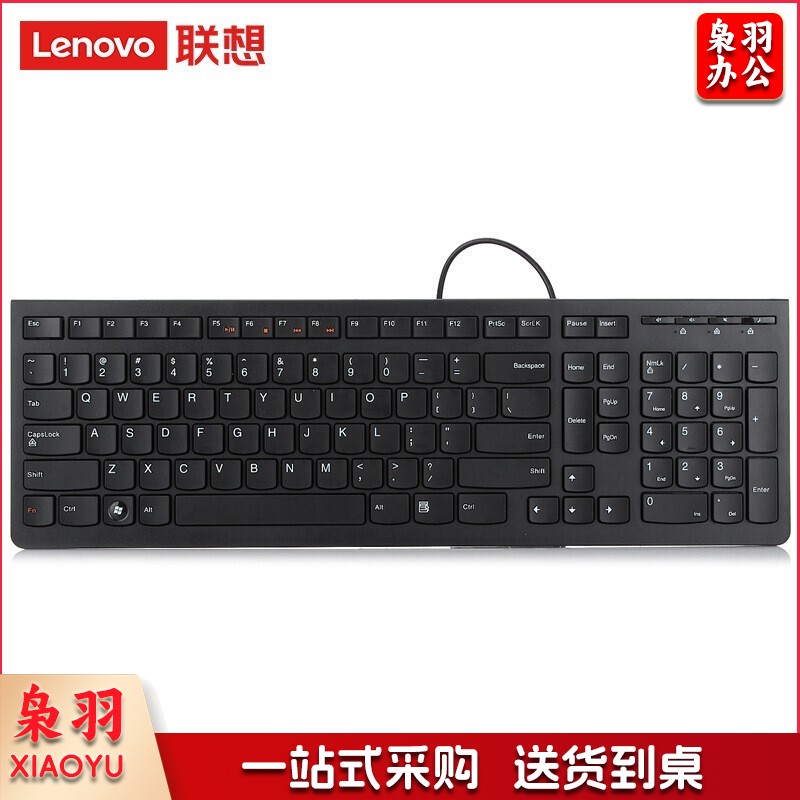 联想(lenovo)K5819 有线键盘 办公键盘 纤薄巧克力键盘 电脑键盘 笔记本键盘 黑色