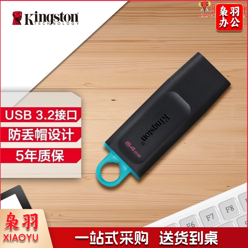 金士顿（Kingston）64GB USB3.2 Gen 1 U盘 DTX 时尚设计 轻巧便携