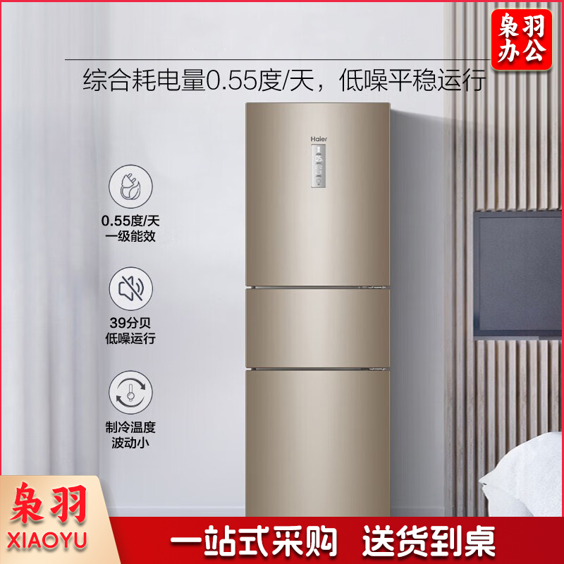 海尔（Haier） BCD-223WDPT 223升变频风冷无霜三门小型家用电冰箱 一级能效干湿分储中门全变温节能 单位：台