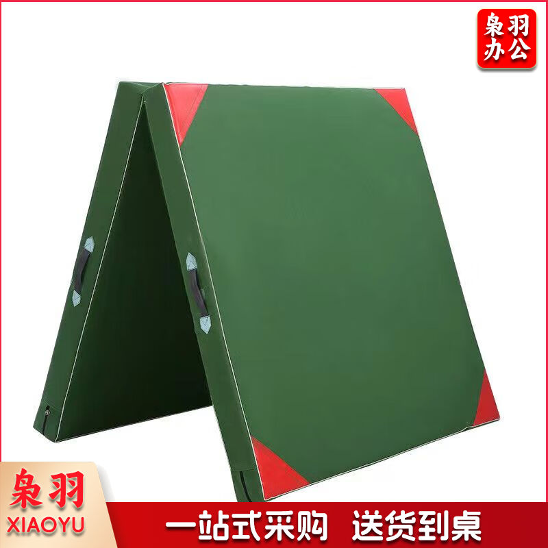 体操垫  学生仰卧起坐垫子瑜伽防滑折叠舞蹈海绵垫武术学校空翻垫有机硅帆布100x50x5cm 两折