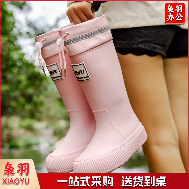 雨鞋女款高筒成人柔软日系时尚水鞋防水防滑加绒轻便耐磨雨靴LFY