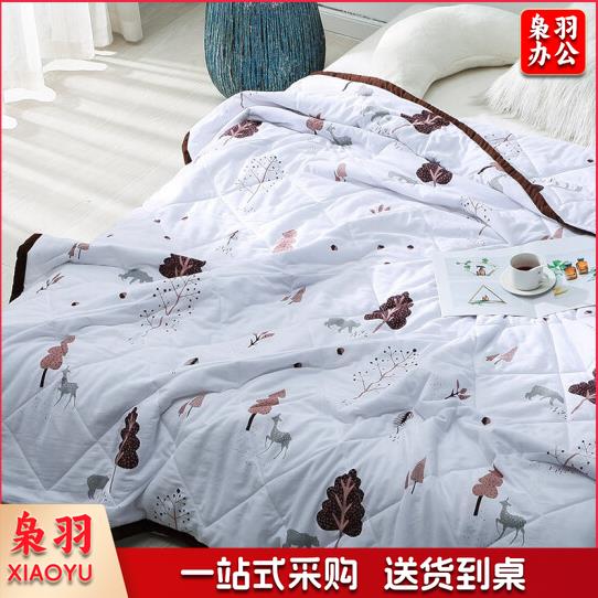 被子家纺 水洗棉空调被夏被单人夏凉被毛巾被夏天薄被芯 五彩树粉 150*200cm