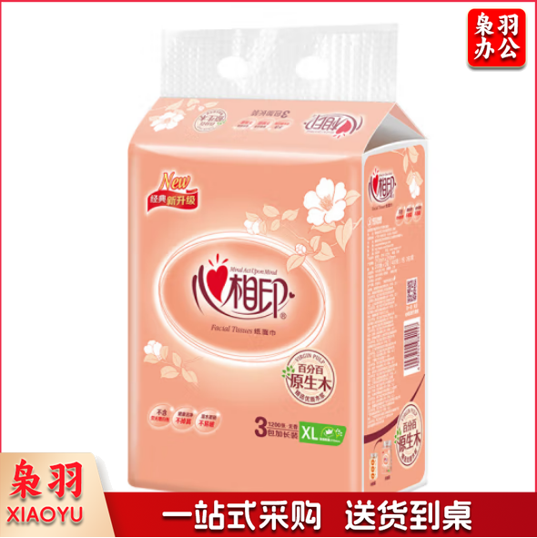 心相印抽纸200抽双层经典面巾纸抽纸210*210mm大尺寸XL码纸巾卫生纸DT200 抽纸3包/提（CX202309221050055908）