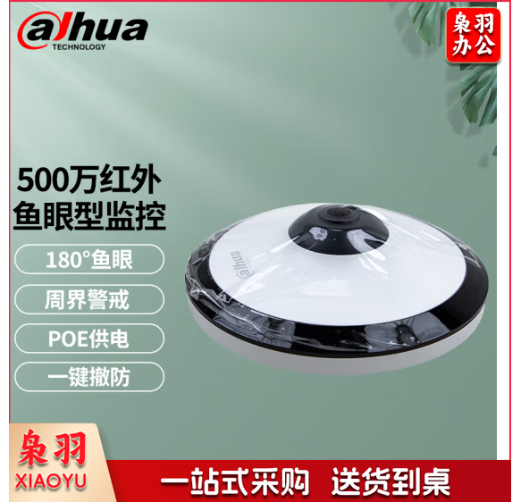 dahua大华高清500万红外鱼眼型网络摄像机全景摄像头支持外接音频插卡网络摄像机 500万鱼眼半球