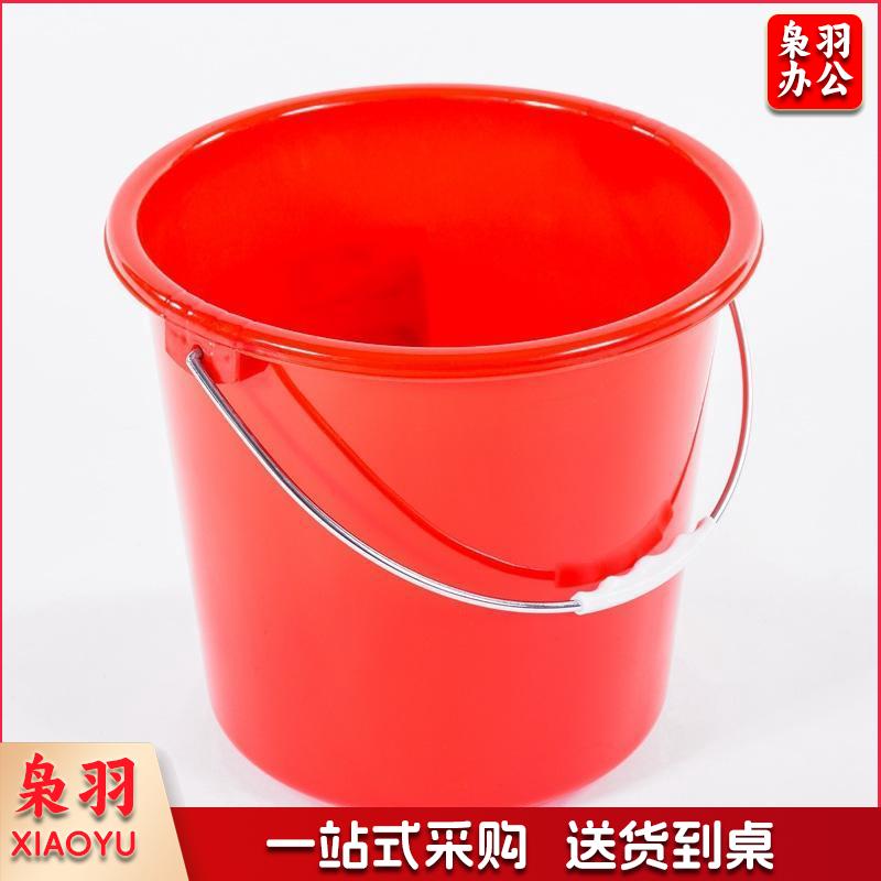 红水桶 塑料手提加厚水桶 红色圆形水桶