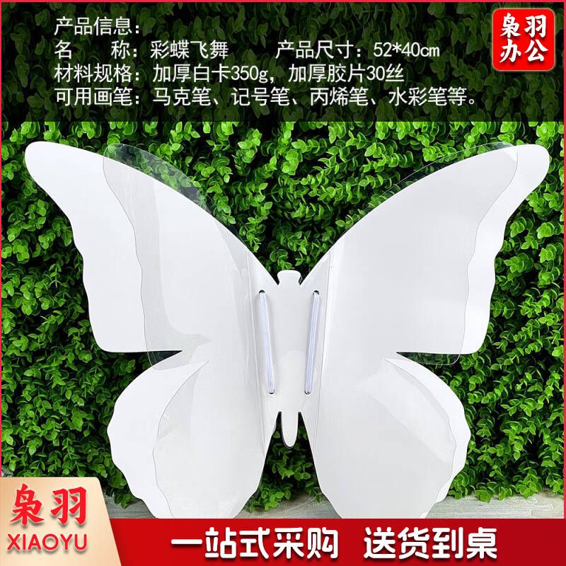 天颛蝴蝶翅膀背饰儿童手工diy材料包创意彩绘涂鸦装扮玩具幼儿园美术 蝴蝶双层加厚40*52cm