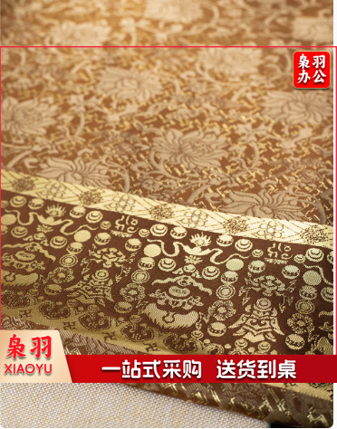 莲禄璎珞织金锻马面面料 可可 定位 (1.2*1.5)