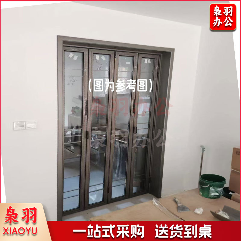 折叠推拉门 折叠门 钛镁合金门 5+5mm 双层磨砂钢化玻璃 （可定制任）颜色有黑，白，红，灰，金（含安装费用））