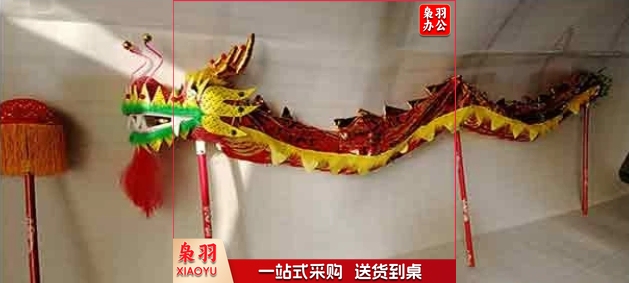 舞龙表演道具儿童幼儿园龙灯舞龙学生运动会春节活动表演用舞龙头 5米红色全套