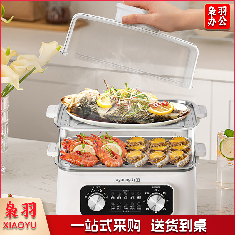 九阳电蒸锅家用多功能电煮锅多层大容量多层蒸笼蒸菜一体定时免看管 DZ150HG-GZ616 16L