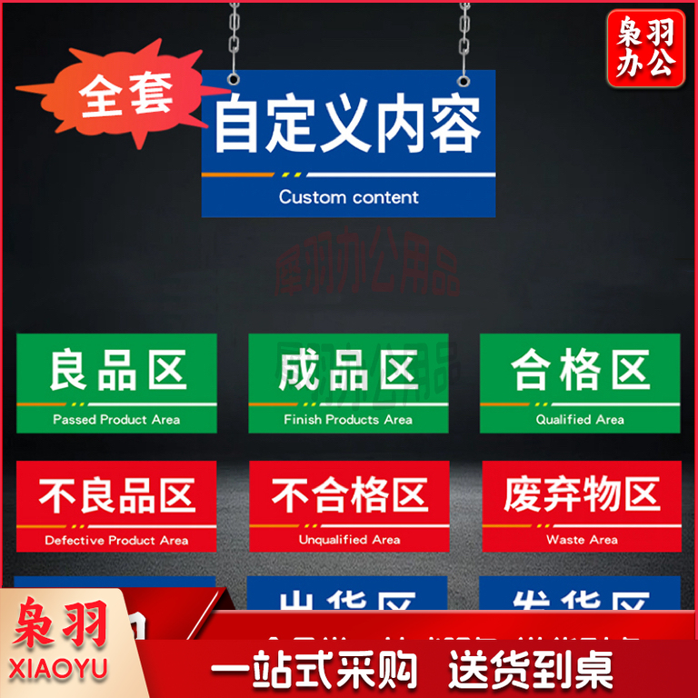 仓库房办公区域标识牌门牌定制分区指示物料分类标示制作挂牌食品厂区成品不良品区PVC定做7*4cmM&C30250