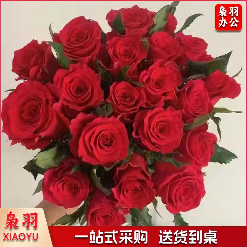 鲜花香槟玫瑰昆明基地直发水养鲜切花同城速递情人节花束（定制款详情咨询客服）