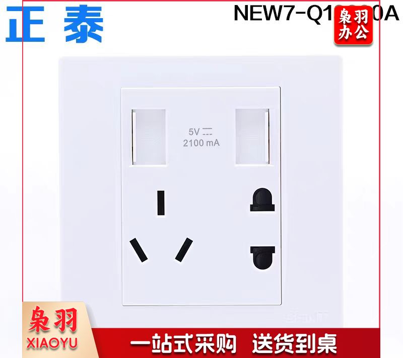 正泰五孔插座面板带双USB五孔面板 86型 NEW7-Q13230A