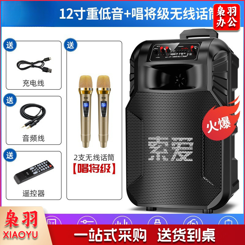 音箱（12寸重低音+2支唱将级话筒）广场舞移动拉杆便携式蓝牙音箱大功率家庭唱K歌