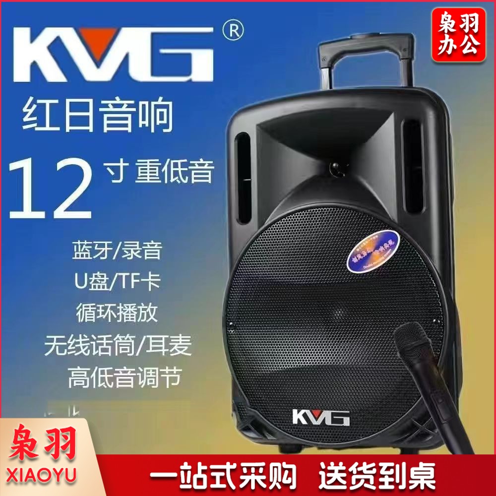 户外音响锂电池广场舞便携拉杆门音响外接12v电源（红日A12-65）