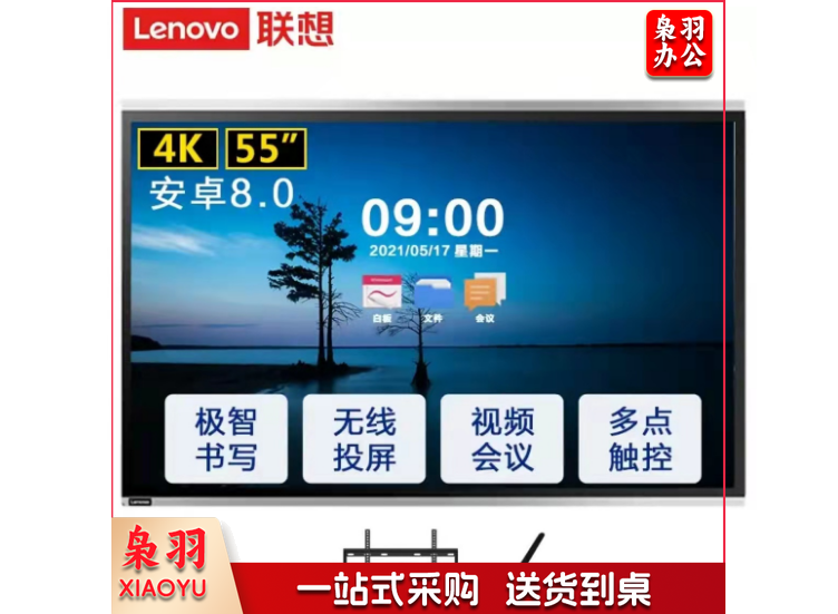 （下单前请咨询）联想thinkplus会议平板SE55英寸电子白板多媒体培训视频会议智能触屏一体机(55英寸安卓8.0+传屏器+移动支架)